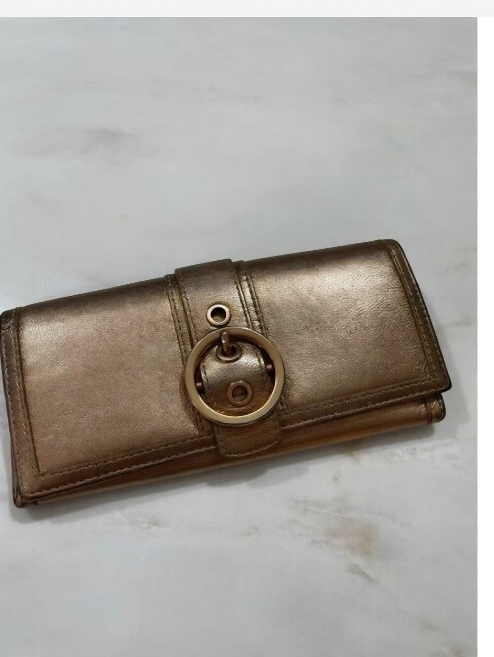 Coach Leather bronzed color wallet